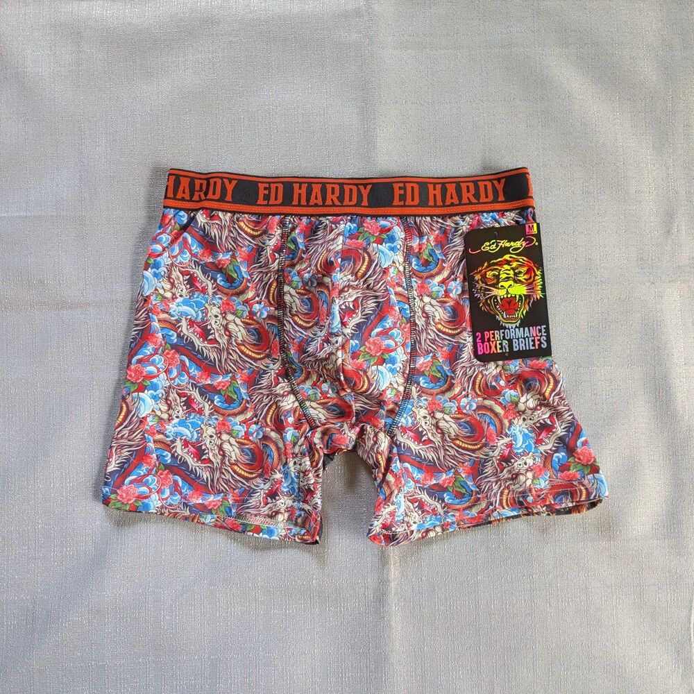 Ed Hardy Tattoo Print Two Pack of Boxer Briefs Men's size Medium NEW!